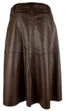 Lauren Ralph Lauren Women's Belted Lambskin Leather Midi Skirt