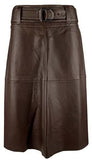 Lauren Ralph Lauren Women's Belted Lambskin Leather Midi Skirt