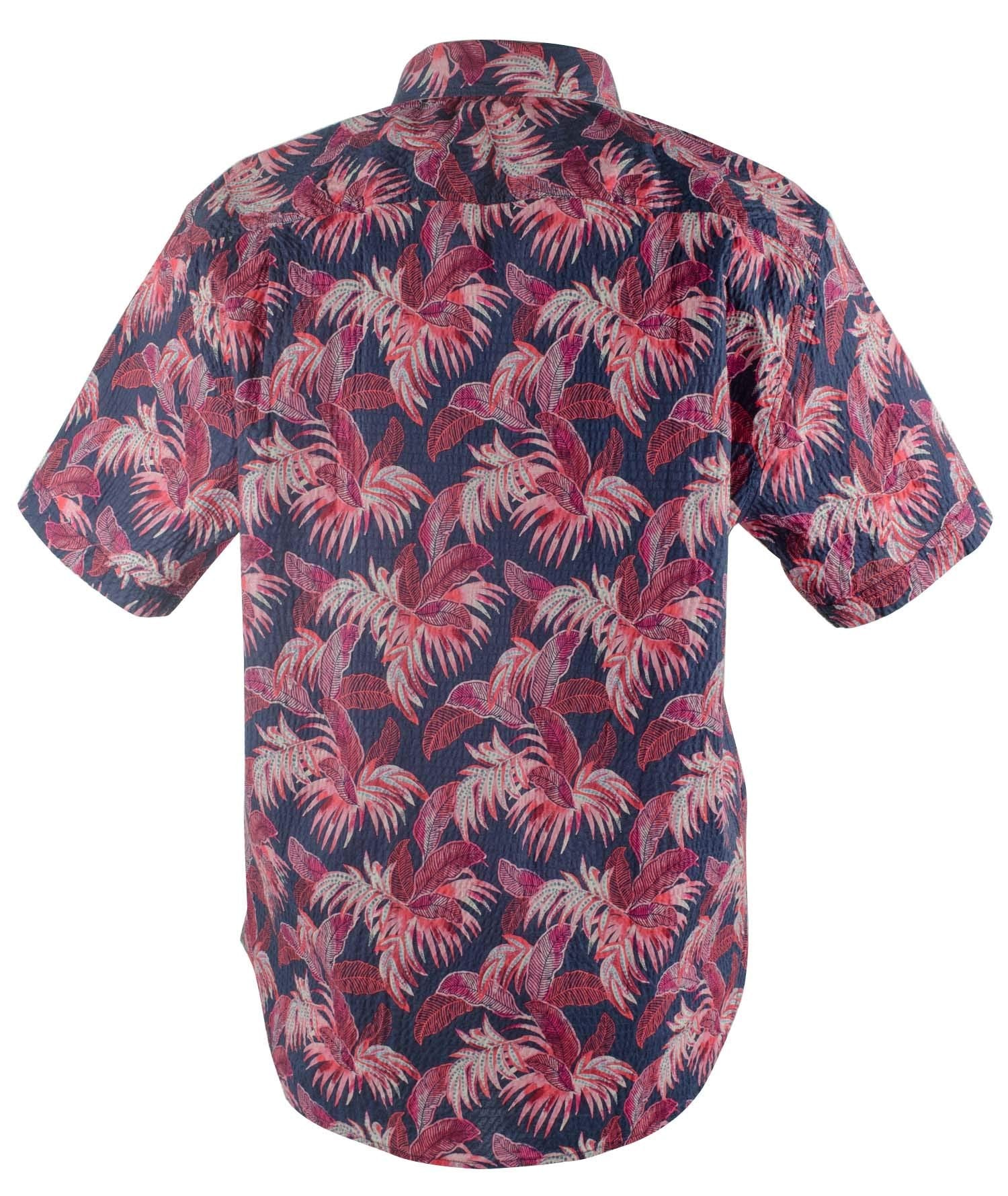 Tommy Bahama Men's Fenua Fronds Short Sleeve Camp Shirt Ocean Deep Small