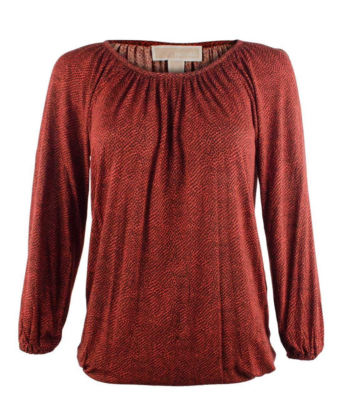 Women's Scoop Neck Printed 3/4 Sleeve Top Red Blaze