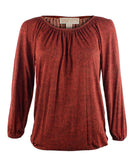 Women's Scoop Neck Printed 3/4 Sleeve Top Red Blaze