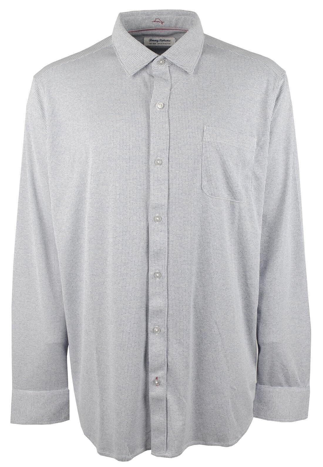 Tommy Bahama Men's San Lucio Stretch Houndstooth Long Sleeve Shirt Small Dockside Blue
