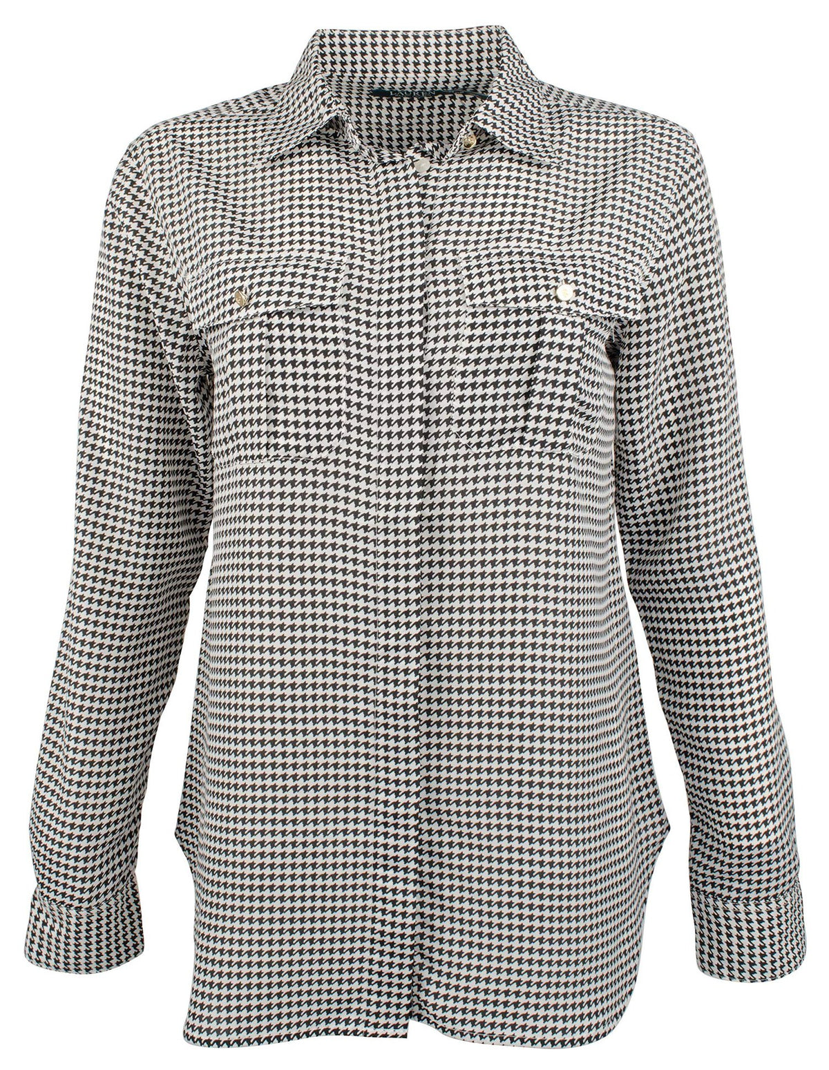 Women's Plus Houndstooth Crepe Shirt-WC-2X