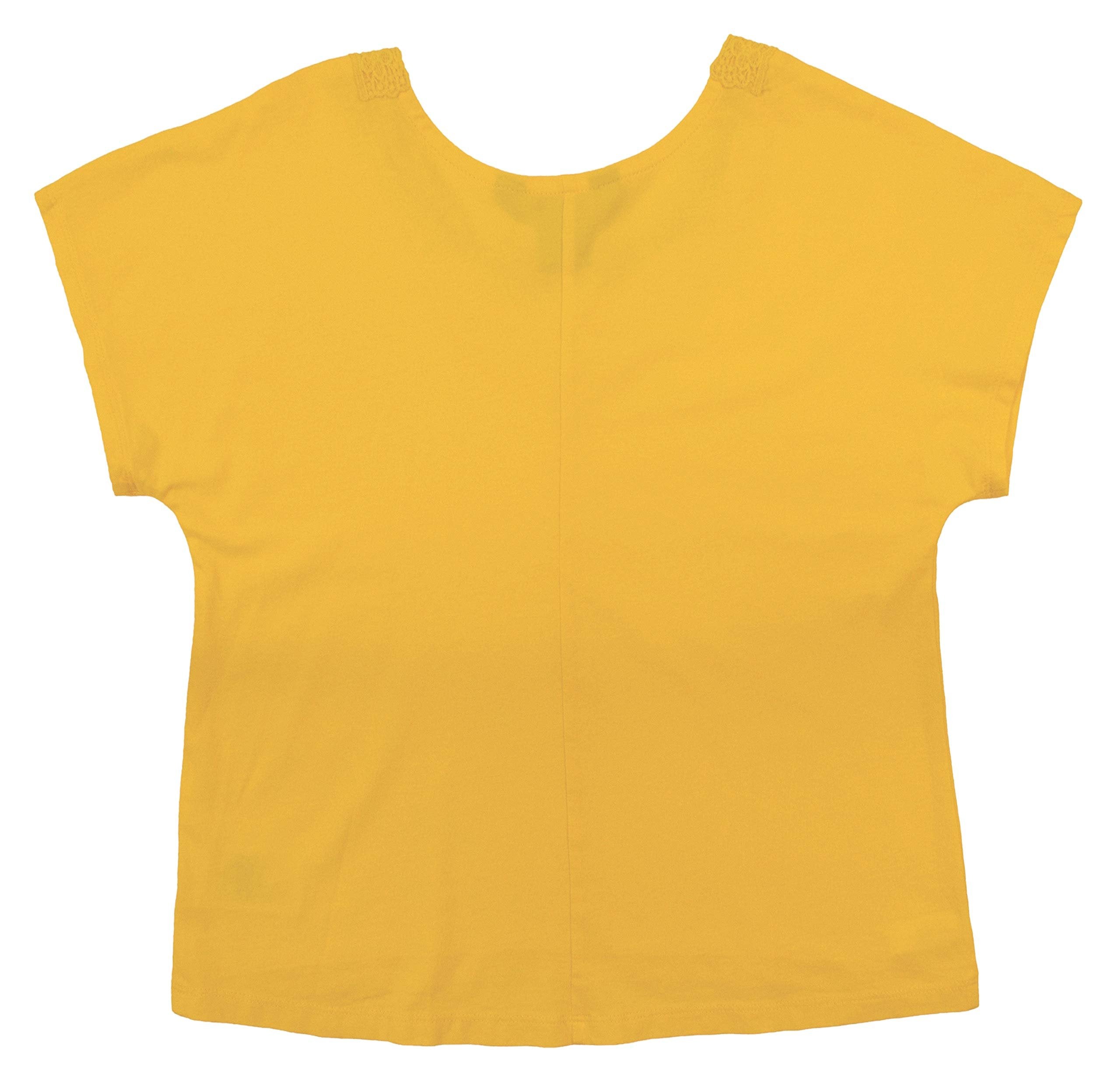 Ralph Lauren Girl's Cotton Lace Trim T-Shirt-Yellow-Large(12-14)