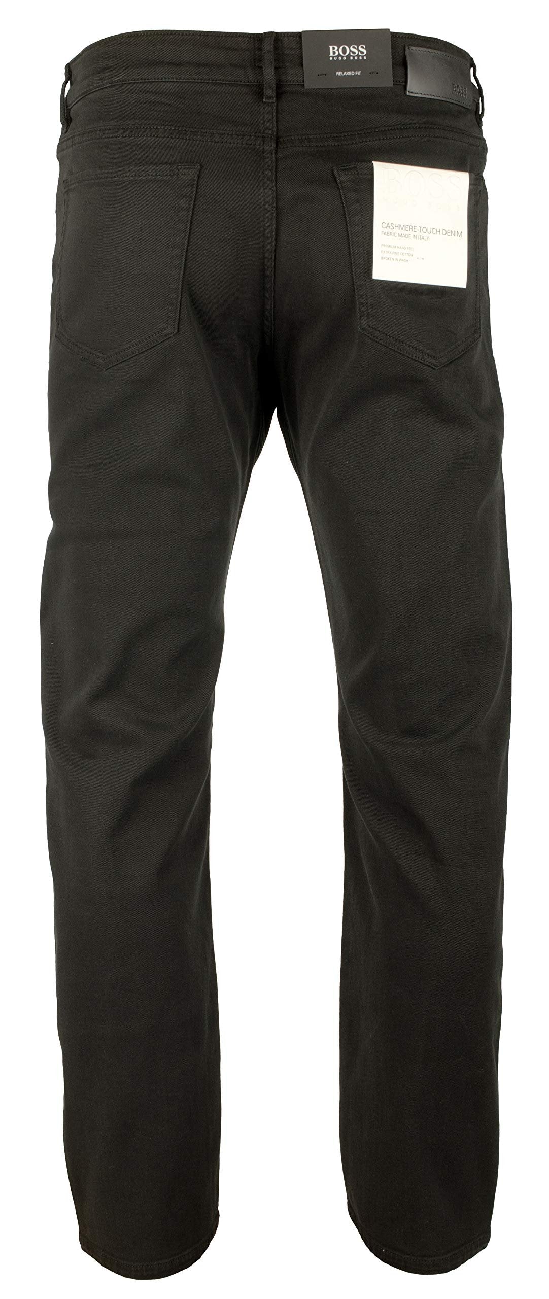 Hugo Boss Men's Albany Relaxed Fit Stretch Jeans-BLK-32WX32L Black