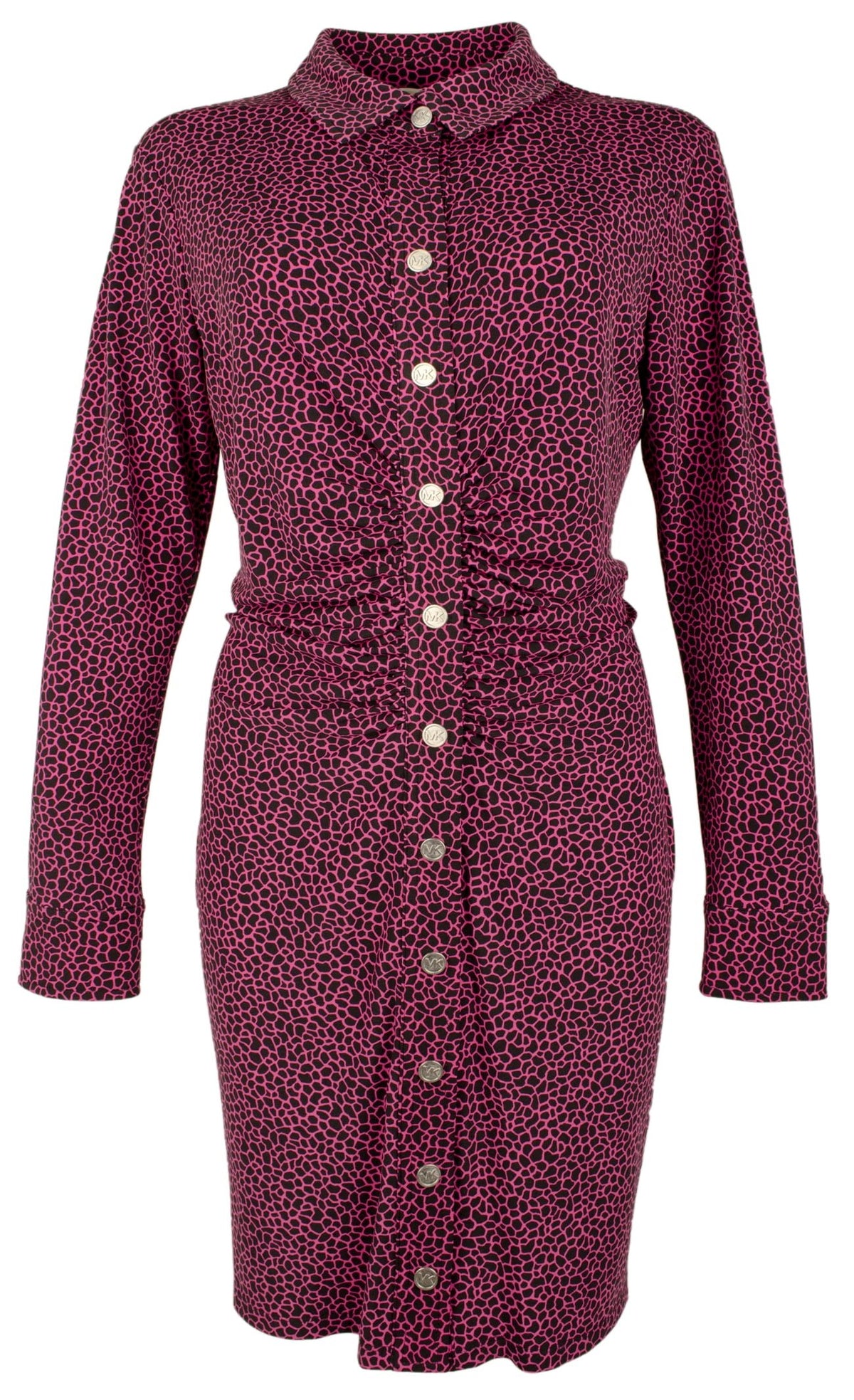 Women's Plus Size Button Front Long Sleeve Dress 2X