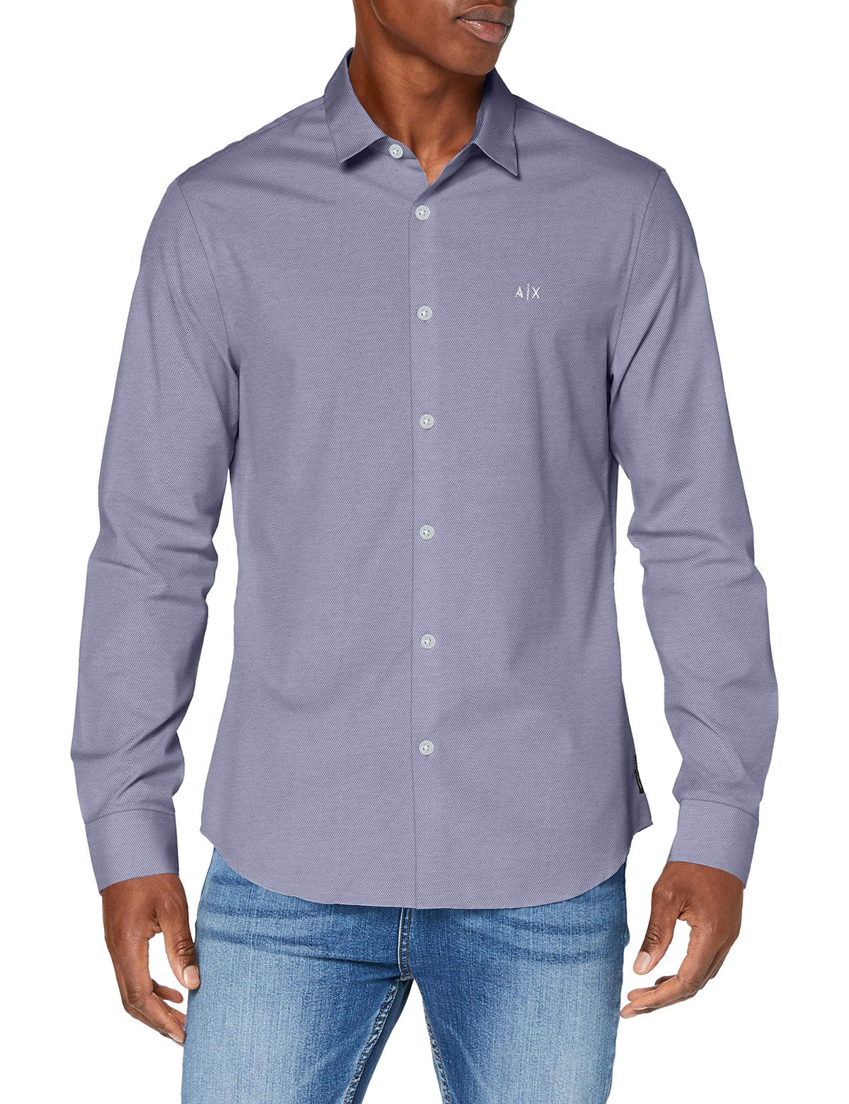 Men's Slim Fit Long Sleeves Shirt-BLU-Small