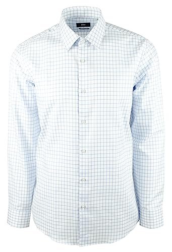 Hugo Boss Men's Enzo Regular Fit Long Sleeves Shirt-PB-15 (32/33) Pastel Blue