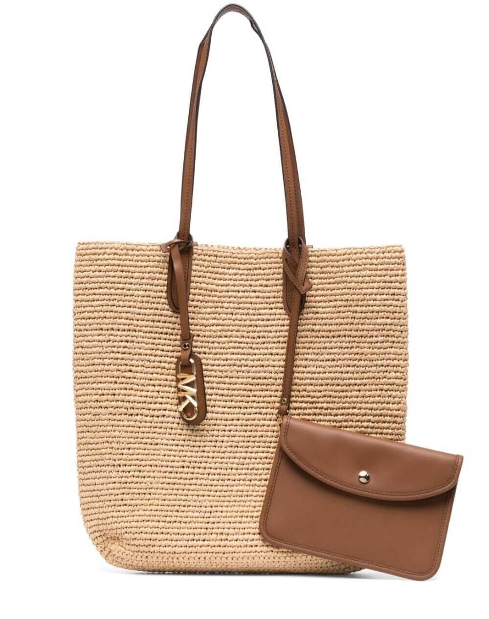 Michael Kors Women's Eliza Large Straw Tote Bag With Pouch Natural   Luggage
