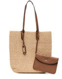 Michael Kors Women's Eliza Large Straw Tote Bag With Pouch Natural   Luggage
