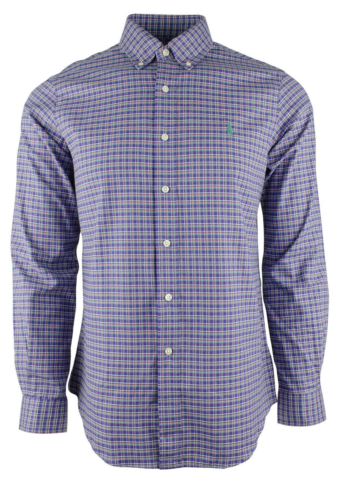 Men's Classic Fit Purple Plaid Long Sleeve Shirt-P-S