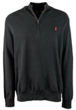 POLO RALPH LAUREN Men's Big & Tall Mesh Knit Cotton Quarter Zip Sweater Blck 2XB Black