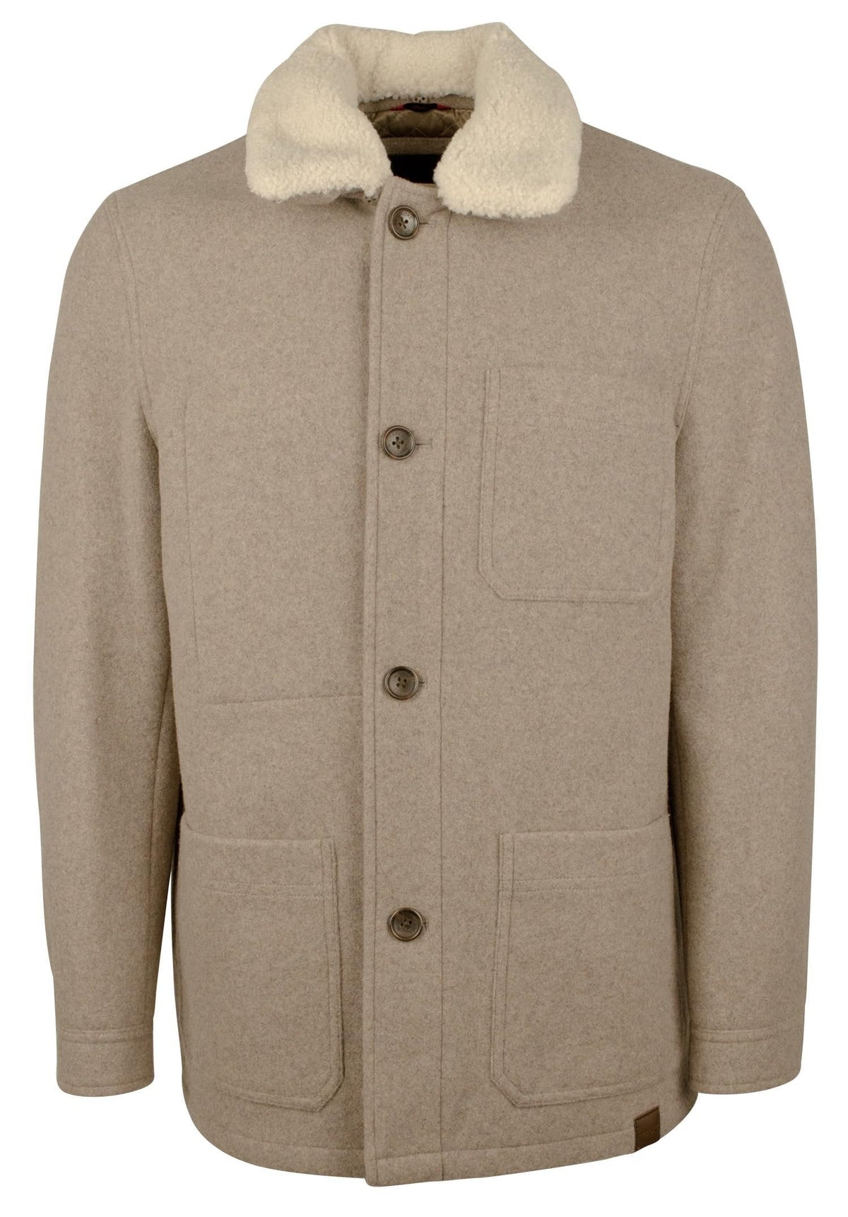 Michael Kors Men's Faux Shearling Collar Wool Blend Jacket