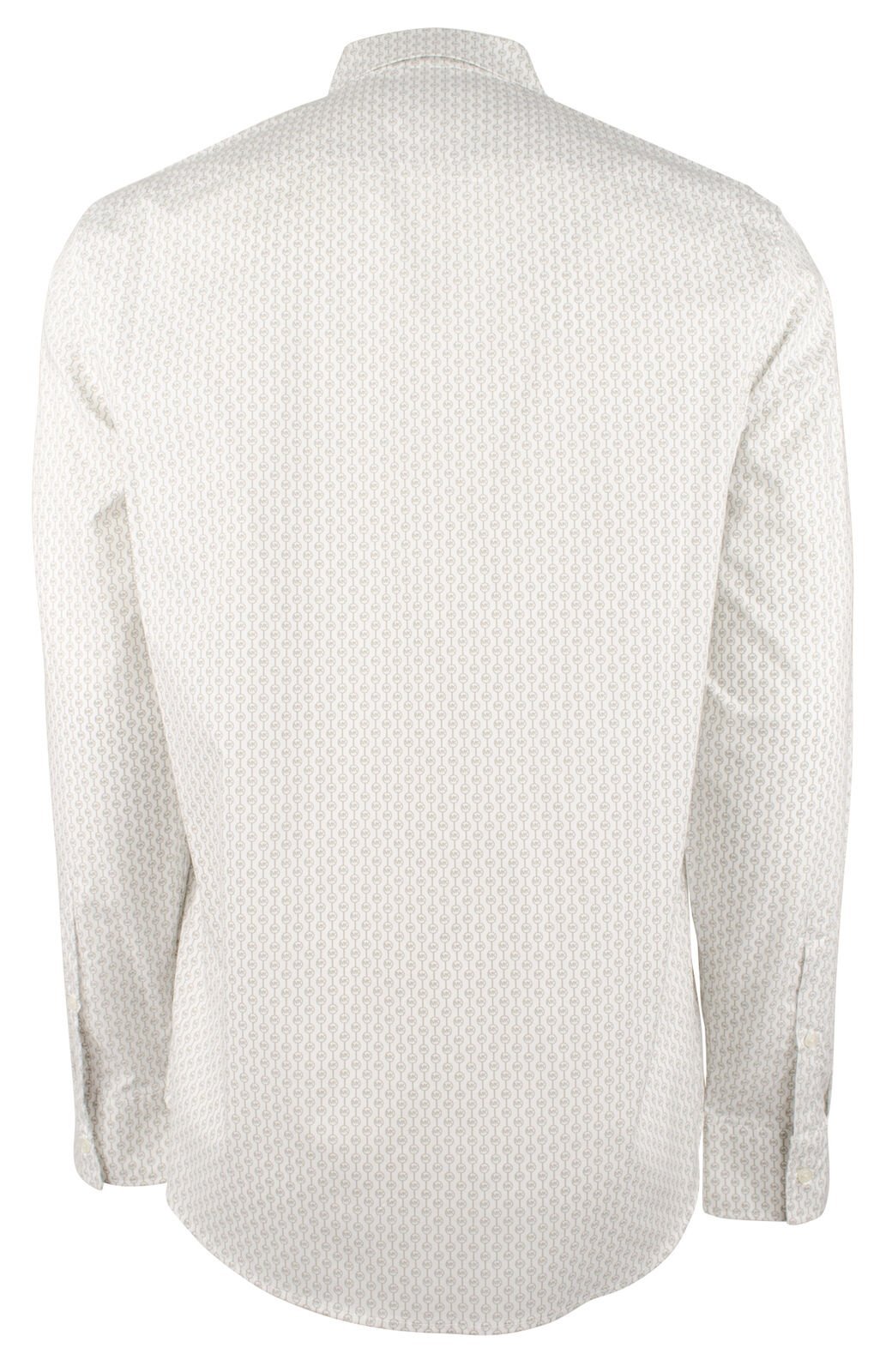 Men's Stretch MK Printed Slim Fit Long Sleeve Shirt Nickel