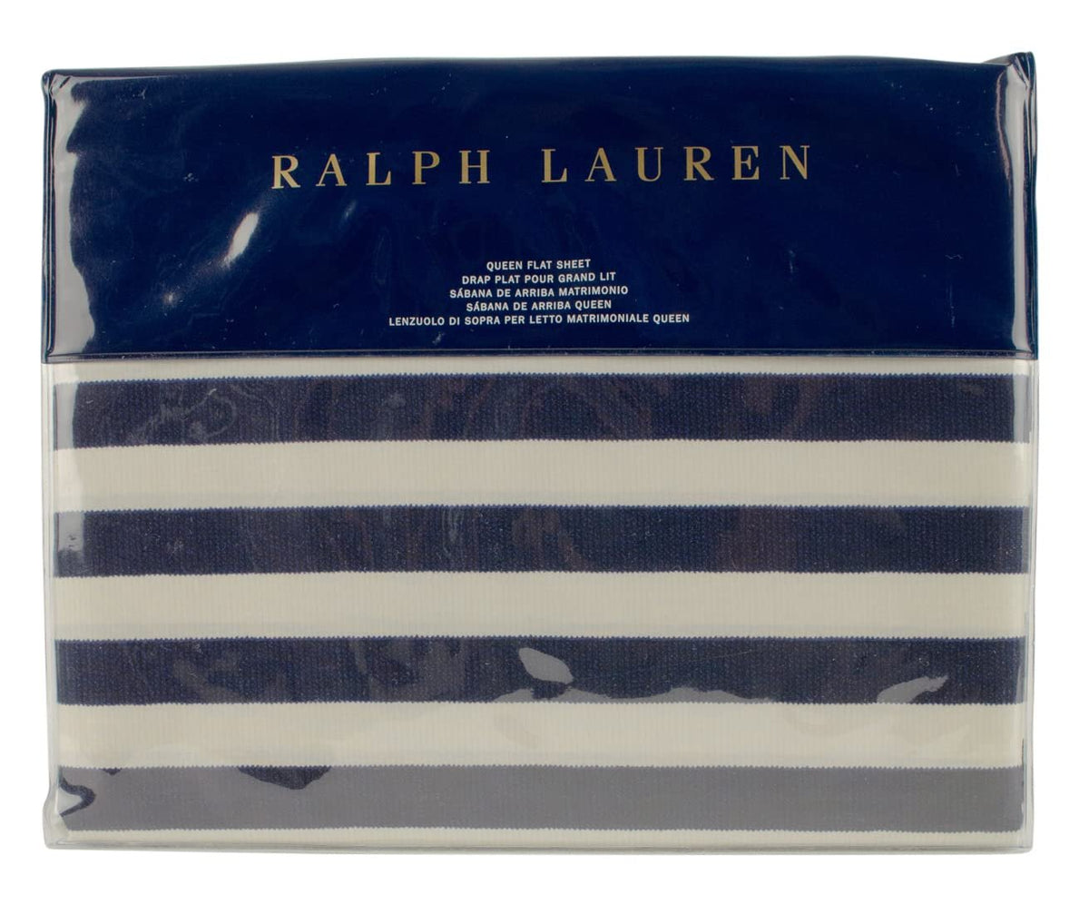 Ralph Lauren Durant Cameron Stripe 200 Thread Count 100% Cotton Flat Sheet - Queen