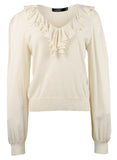 Lauren Ralph Lauren Women's V-Neck Pullover Sweater Top Cream Large
