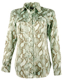 Ralph Lauren Lauren Women's Plus Size Snakeskin Print Long Sleeve Blouse Shirt 2X