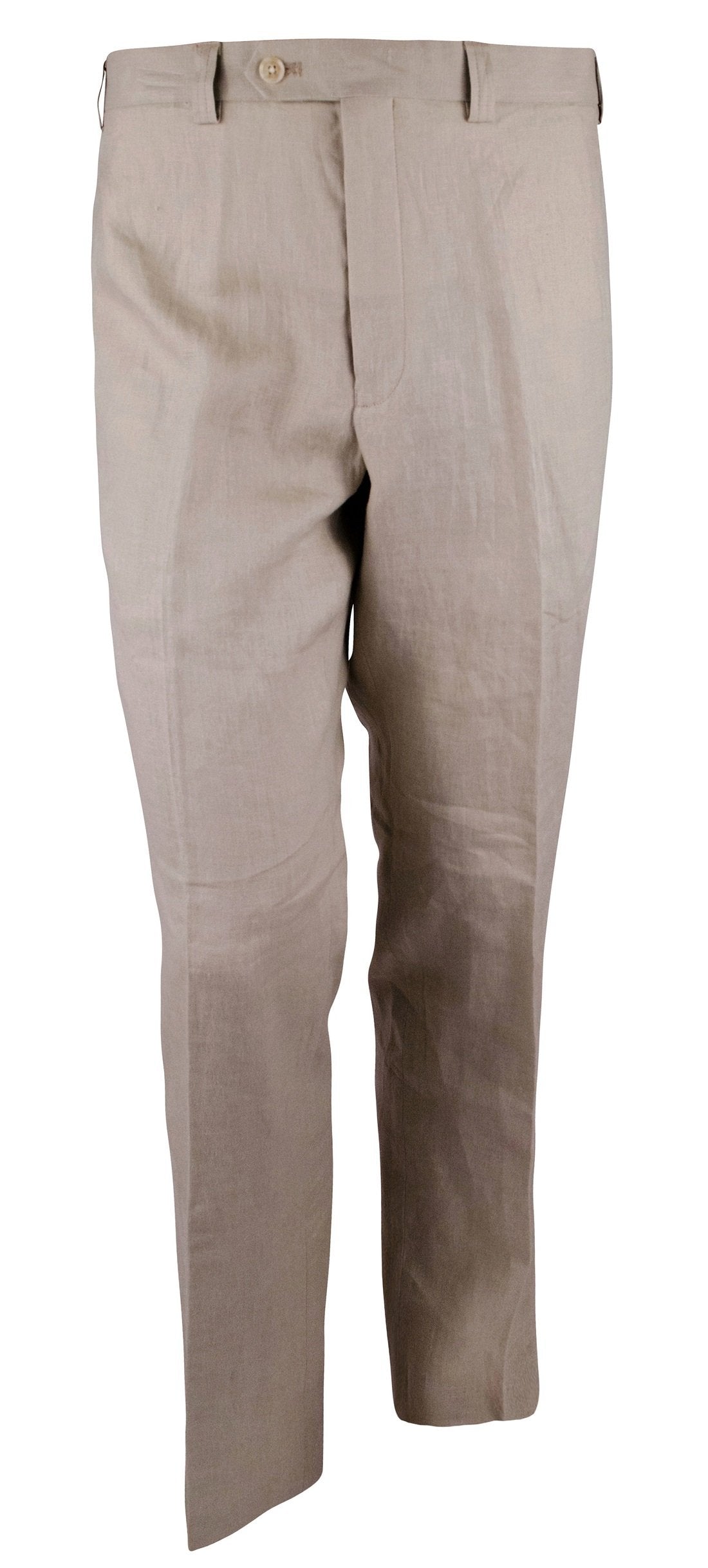 Men's Flat Front Linen Dress Pants-K-36Wx30L
