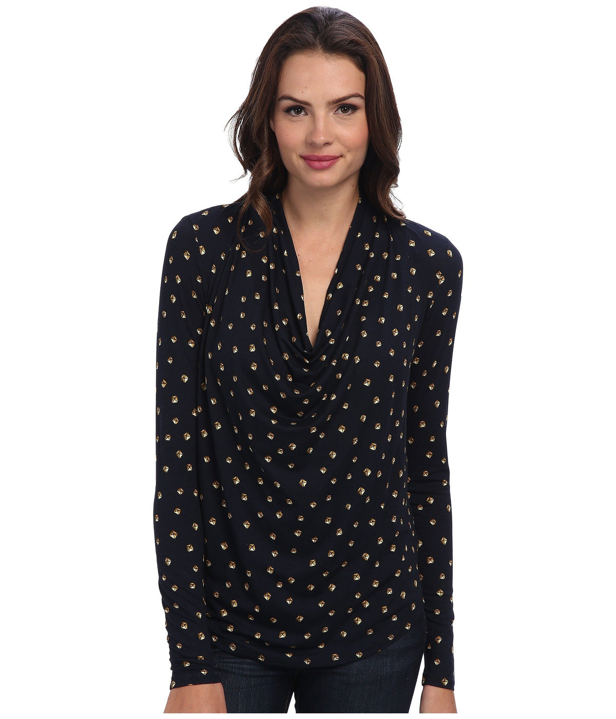 Michael Kors Women's Draped Pyramid-Stud Print Shirt Top