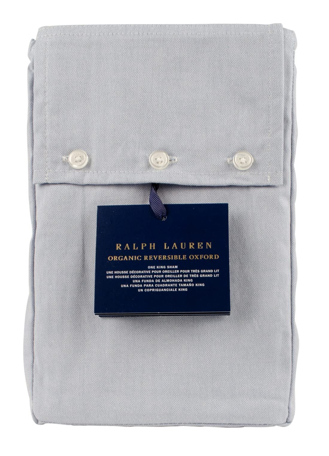 Organic Reversible Oxford One King Sham-BlueWhite