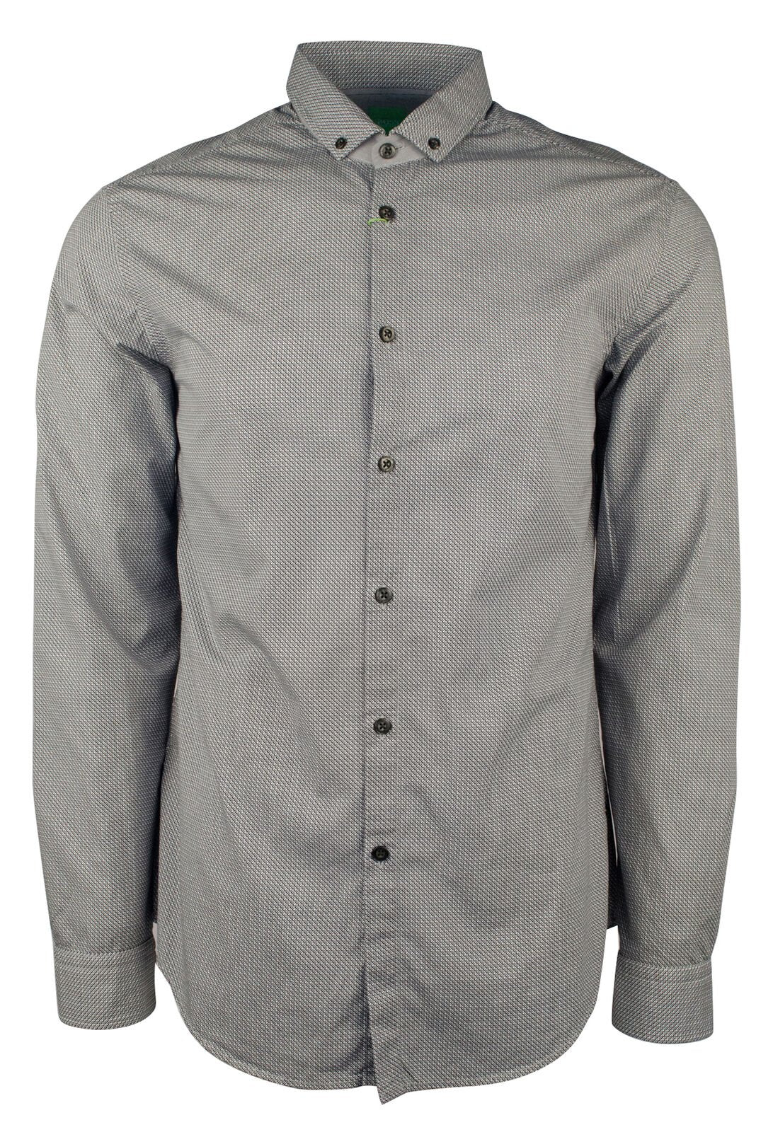 Hugo Boss Men's Green Label C-Bilia Patterned Slim Fit Long Sleeve Shirt XL