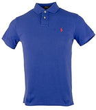 Polo Ralph Lauren Mens Custom Fit Mesh Polo Shirt (New Sapphire Blue Red Pony, Small)