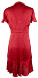 Michael Kors  Women's Ruffled Sleeve Self Tie V-neck Fit Dress Crimson Red Small
