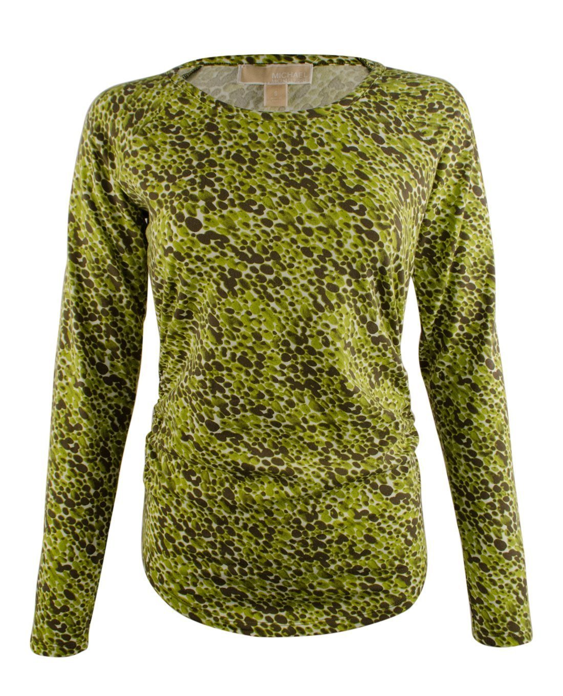 Michael Kors Women's Long Sleeve Shirred Crackle Print Top