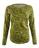 Michael Kors Women's Long Sleeve Shirred Crackle Print Top
