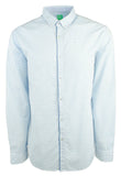 Men's Slim-Fit Cotton Button Down Casual Shirt-B-XXL Blue/White