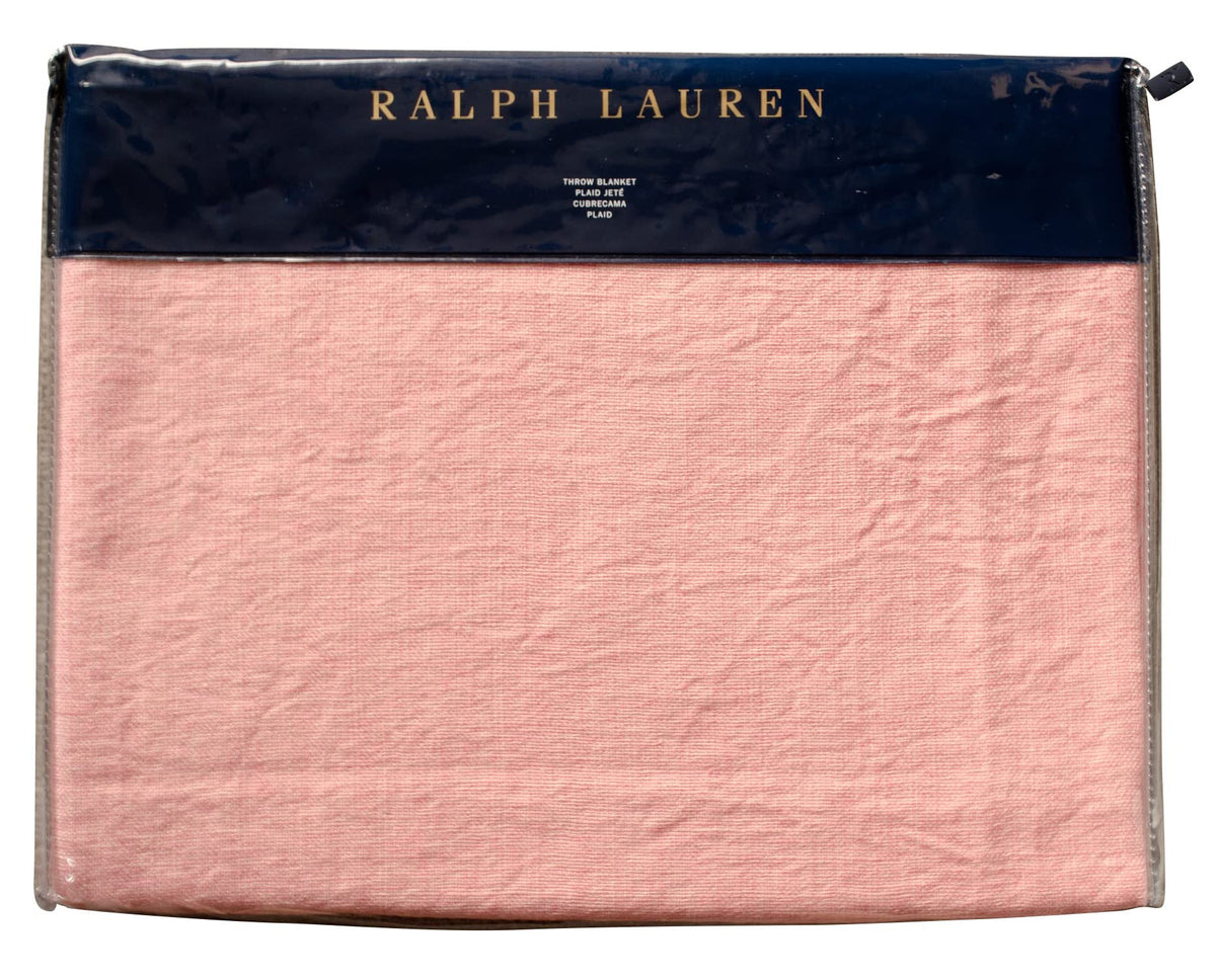 Ralph Lauren Home Meadow Lane Britt Linen Throw Blanket 54" x 72" Pale Coral