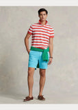 POLO RALPH LAUREN Mesh Short-Sleeve Classic Fit Mens Polo Shirt with Bold Stripes and Polo Pony Embroidery Shirt (US, Alpha, X-Large, Regular, Regular, Reef Red - White)