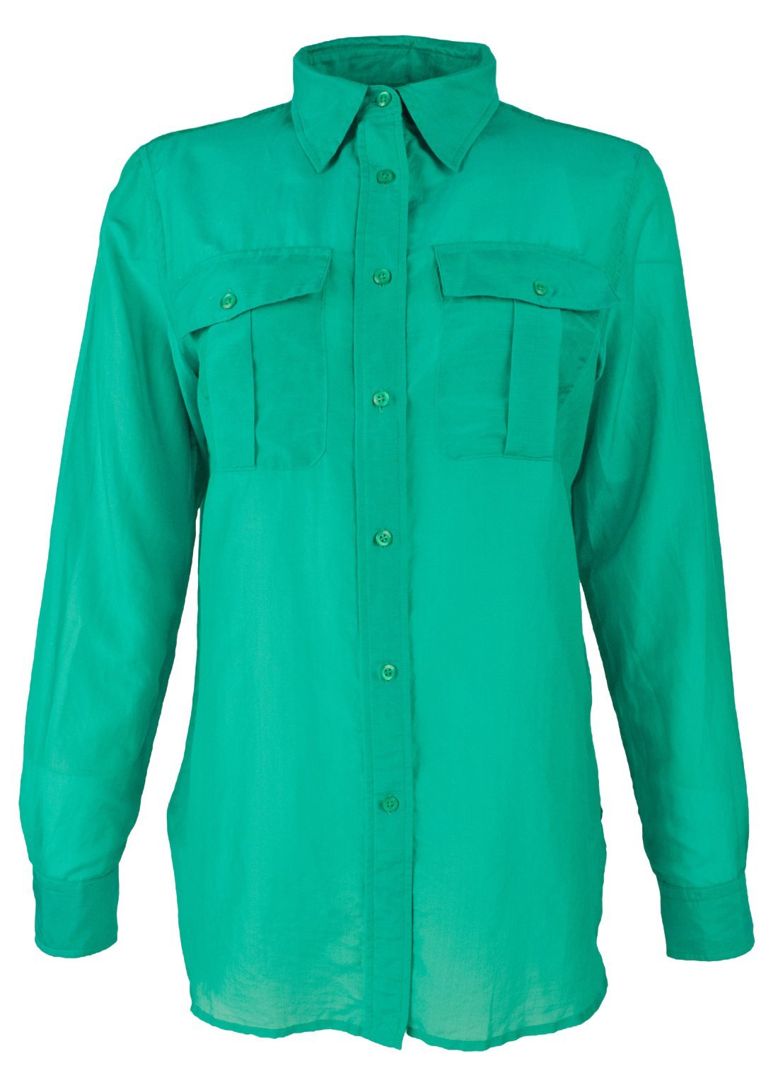 Ralph Lauren Women's Petite Point Collar Long Sleeve Shirt