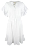 Women's Plus Size Faux Elastic Waist Dress 1X White