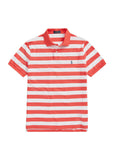 POLO RALPH LAUREN Mesh Short-Sleeve Classic Fit Mens Polo Shirt with Bold Stripes and Polo Pony Embroidery Shirt (US, Alpha, X-Large, Regular, Regular, Reef Red - White)