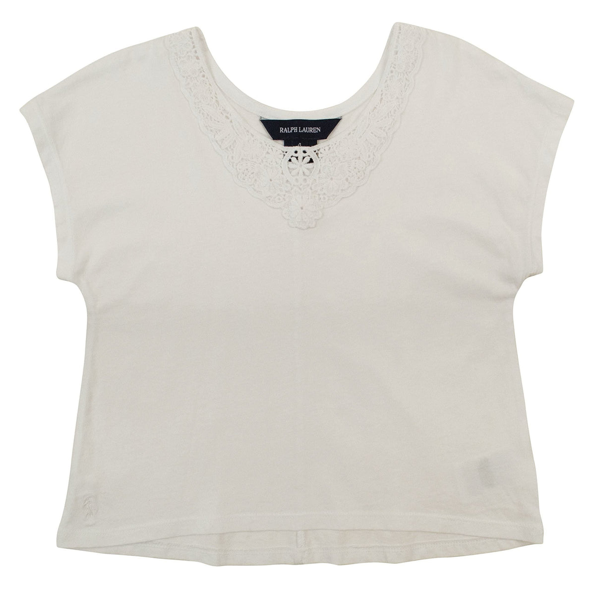 Polo Ralph Lauren Kid's Girl's Cap Sleeve Jersey Top Shirt-W-4 White