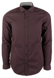 Hugo Boss Men's Ridley Slim Fit Long Sleeves Shirt Dark Red Large