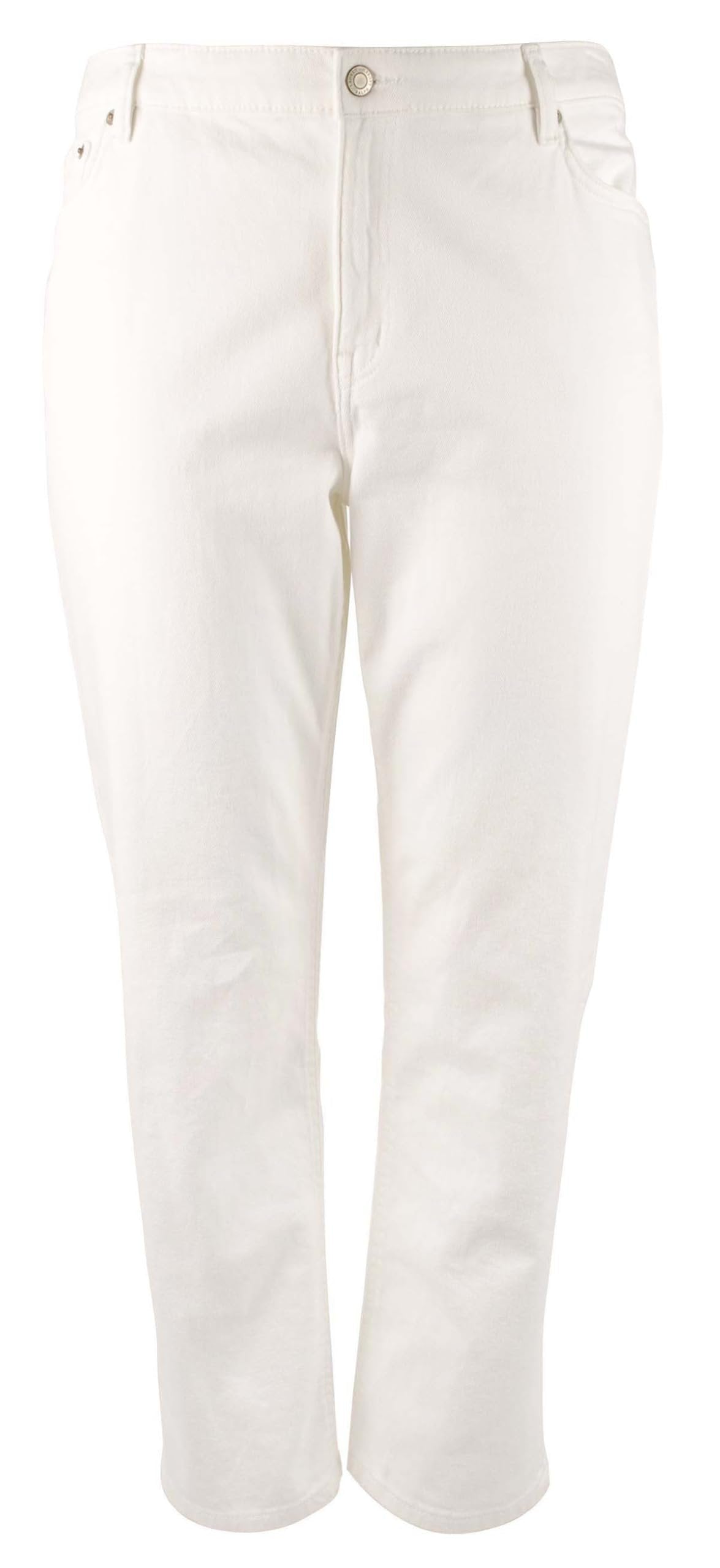 LAUREN Ralph Lauren Plus Size High-Rise Straight Ankle Jeans in White Wash White Wash 16W