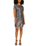 Women's Sequin Animal Print T-Shirt Mini Dress Large