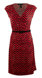 Lauren Ralph Lauren Women's Plus Size Chevron-Print Cap  Dress-M-2X