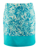 Michael Kors Women's Print Colorblocked Mini Skirt [12] [Turquoise White Swirl]