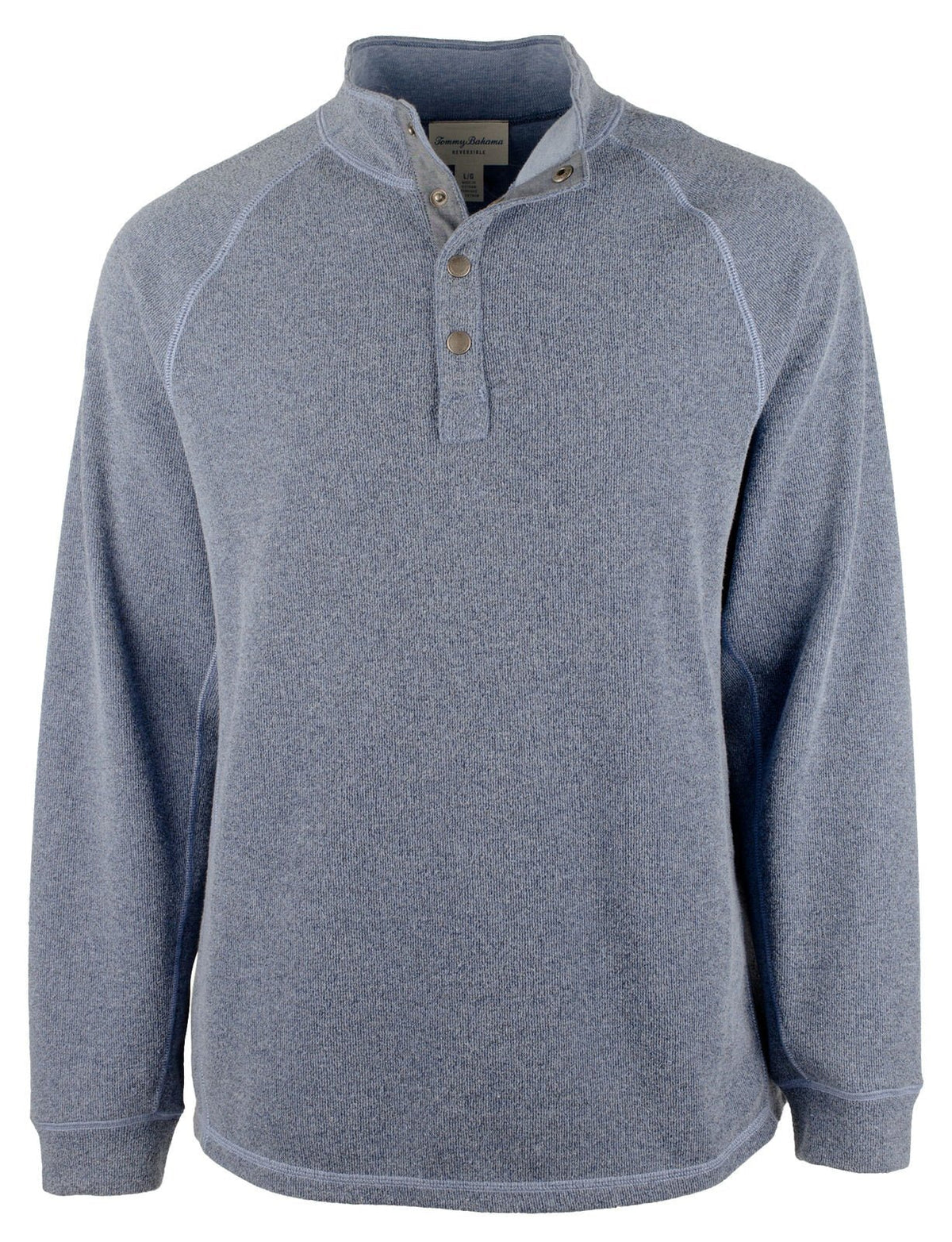 Tommy Bahama Erkek Palm Canyon Flip Snap Çift Taraflı Kazak Sweatshirt XL
