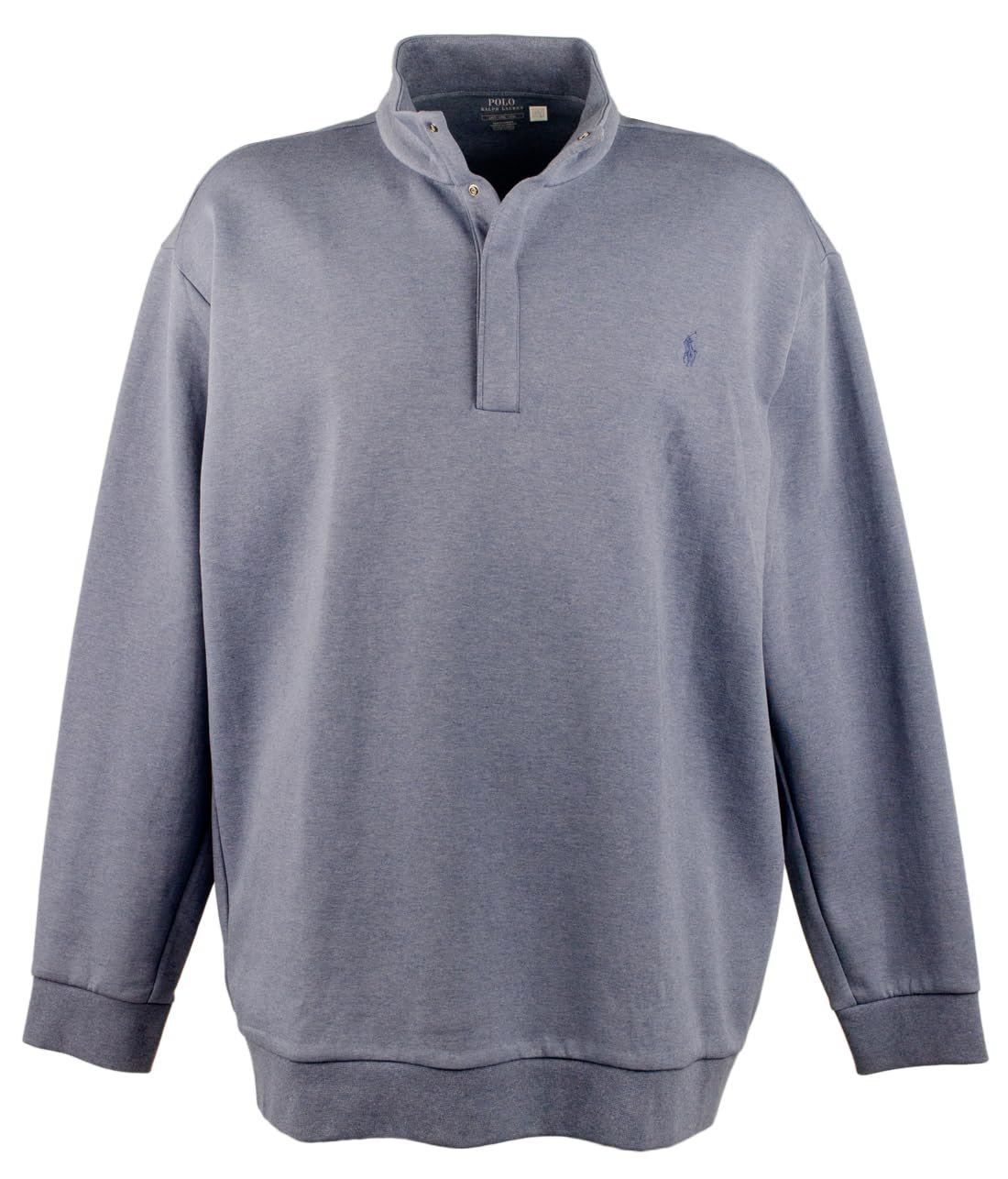 POLO RALPH LAUREN Men's Big & Tall Double-Knit Quarter Snap Pullover Shirt Bl 4XLT Blue