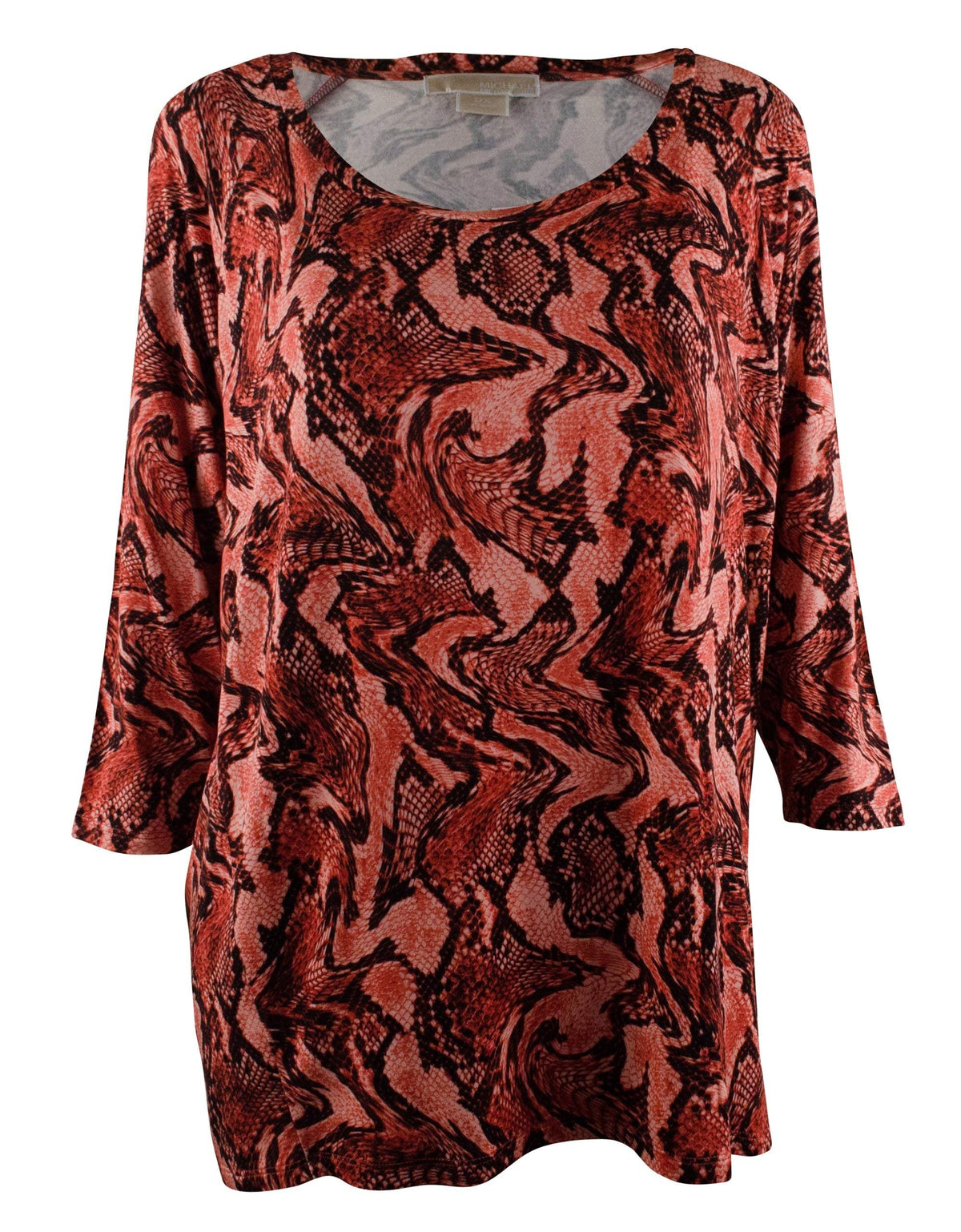 MICHAEL Michael Kors Womens Plus Size 3/4 Sleeve Raglan Elliptical Hem Top Hot Coral 0X (12W)