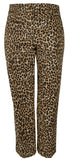 Michael Kors Women's Cheetah Print Stretch Twill Slim Leg Pants 14 Dark Camel, 31