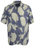Caribbean Floral Print Short Sleeve Woven Shirt S75WC351 Dark Navy