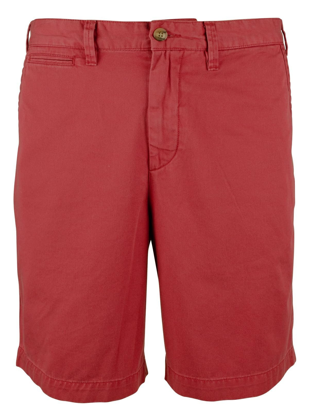 Men's Relaxed Fit 10 Inch Flat Front Chino Shorts Red 33