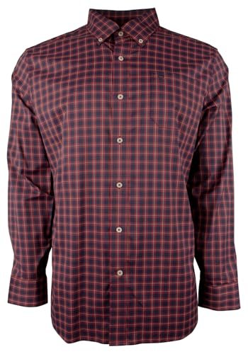 Men's Intercoastal Stretch Glenbrook Plaid Sport Shirt DR S Dark Red