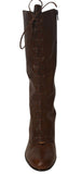 Daniblack Women's Lace Up Front Leather Boots Shoes Brown 8.5M New