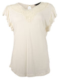 Lauren Ralph Lauren Women's Flutter Sleeve Blouse Top Winter Cream Medium